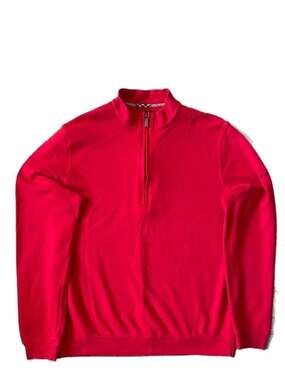 Burberry Golf Red 1/4 Zip Cotton Pullover Sweater Size M